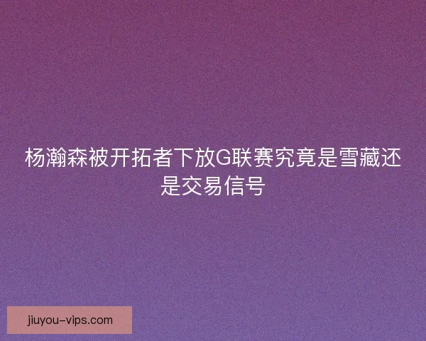 杨瀚森被开拓者下放G联赛究竟是雪藏还是交易信号
