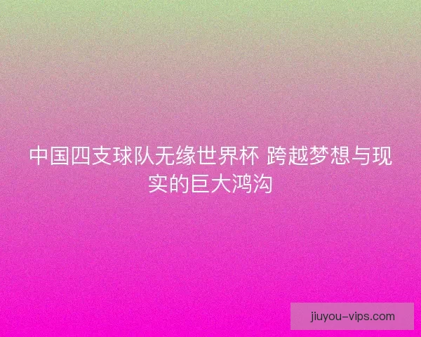 中国四支球队无缘世界杯 跨越梦想与现实的巨大鸿沟